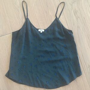 Teal and blue flower silk camisole